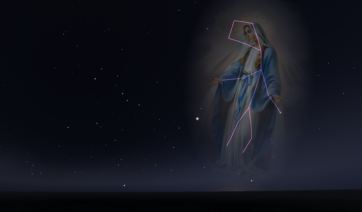The Virgin Mary depicted in the constellation Virgo